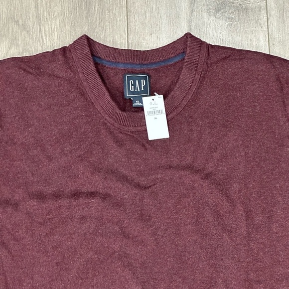 Men’s Gap XL 46 - 48 Golf Sweater Crewneck Maroon Red Long Sleeve Cotton NWT - Picture 7 of 9